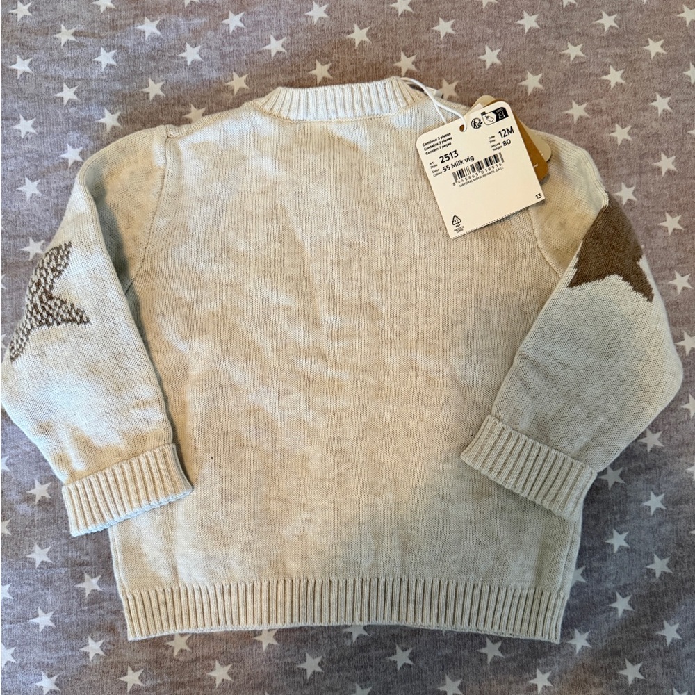 Mayoral baby - 12M - button up cardigan with stars - cream/tan NWT - Picture 5 of 7